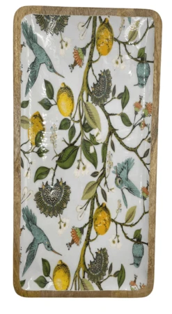 By Room Dienblad 38 X 20 Cm Mangohout Lemon Bird