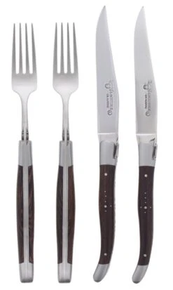 Laguiole En Aubrac Shepherds Cross Steakmessen Met Vorken Wengéhout 4-delig