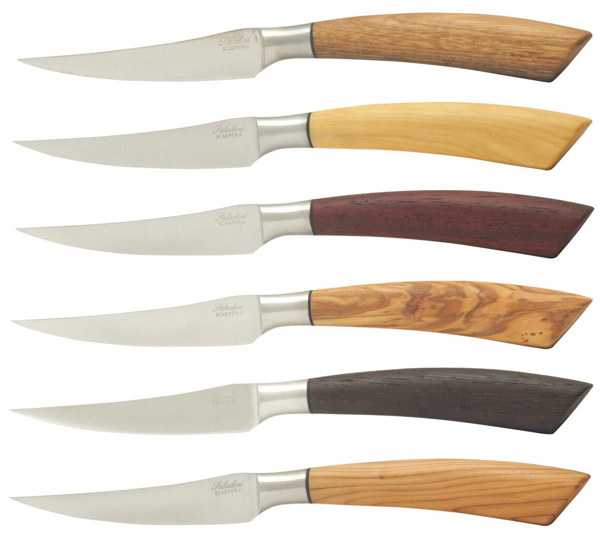 Saladini Steakmes 10 Cm Verschillende Houtsoorten 6 Stuks 1 Saladini Steakmes 10 Cm Verschillende Houtsoorten 6 Stuks
