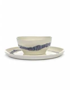 Serax Feast By Ottolenghi Kom S ø 15 Cm H 7 Cm Aardewerk White + Swirl-Stripes Blue -Glaswerk Winkel b8921009bs5
