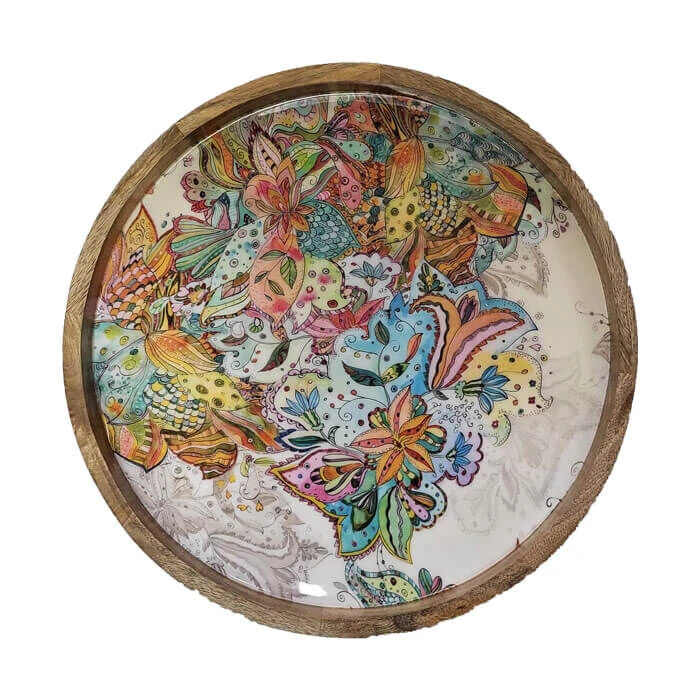 By Room Dienblad ø 45 Cm Mangohout Multicolor 1 By Room Dienblad ø 45 Cm Mangohout Multicolor