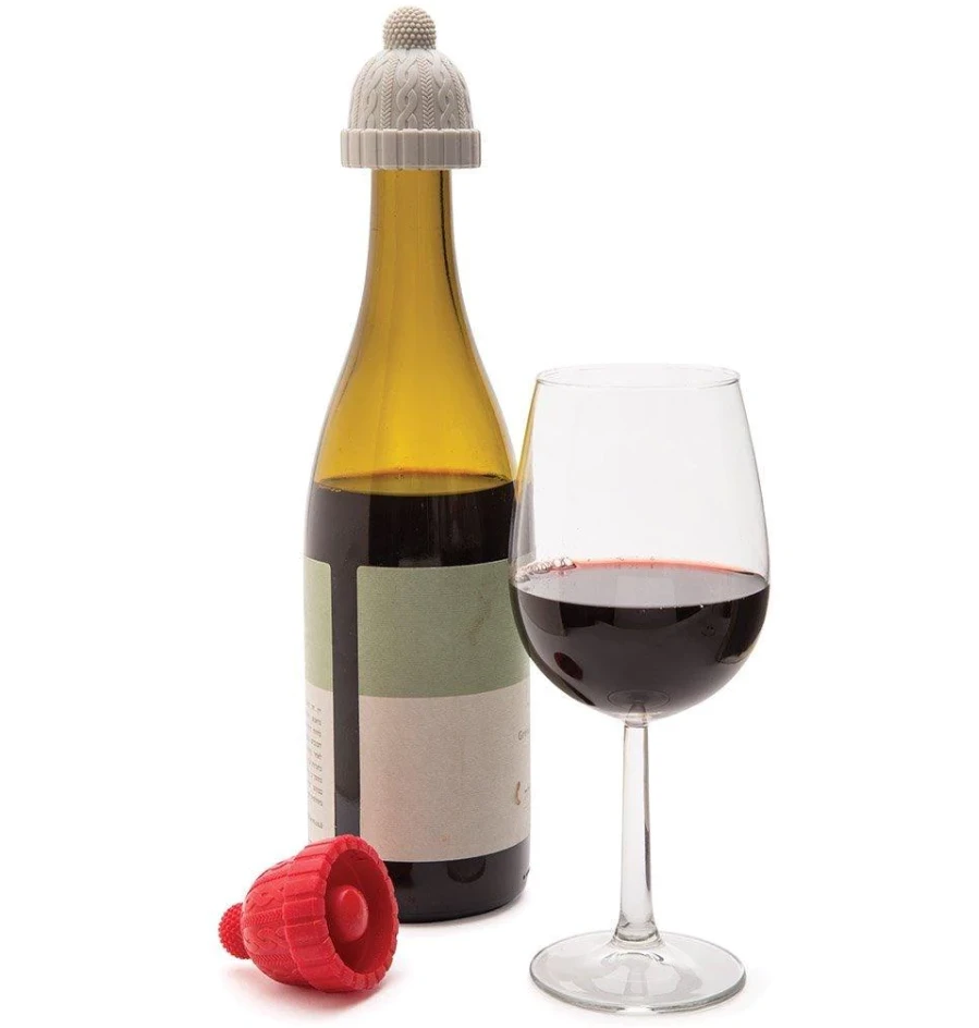 Monkey Business Beanie Wijnstop Silicone Rood En Grijs 2 Monkey Business Beanie Wijnstop Silicone Rood En Grijs - Afbeelding 2