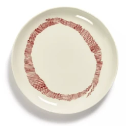 Serax Feast By Ottolenghi Bord S ø 19 Cm H 2 Cm Aardewerk White + Swirl-Stripes Red