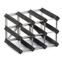 Traditional Wine Rack Co. Wijnrek Voor 9 Flessen 32,4 X 22,8 Cm Verbrande Eik Bruin